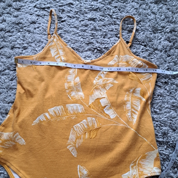 H & M | yellow leaf body suit womens tank top - Picture 10 of 13